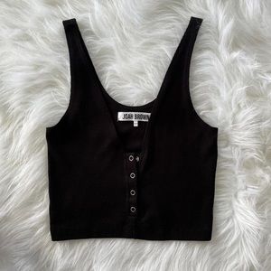 Black Button-Front Crop Top✨